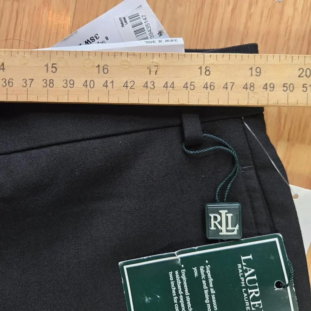 NWT Lauren Ralph Lauren Men's Wool Dress Pants 38W x 30L Black Classic Fit